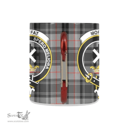 Scottish Moffat Family Crest and Black - Gray Tartan Personalized Coffee Mugs Scotland Gifts Scottish Plaid Tartan Plaid
