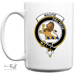 Scottish MacFie (of Dreghorn) Clan Tartan White Mug - Crest Classic Scottish Plaid Tartan Plaid