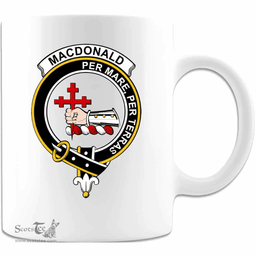 Scottish MacDonald (of Sleat) Clan Tartan White Mug - Crest Classic Scottish Plaid Tartan Plaid