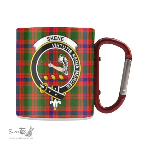 Scottish Skene Family Crest and Red - Green Tartan Personalized Coffee Mugs Scotland Gifts Scottish Plaid Tartan Plaid