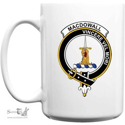 Scottish MacDowall (of Garthland) Clan Tartan White Mug - Crest Classic Scottish Plaid Tartan Plaid