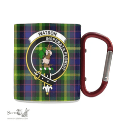 Scottish Watson Family Crest and Blue - Green Tartan Personalized Coffee Mugs Scotland Gifts Scottish Plaid Tartan Plaid