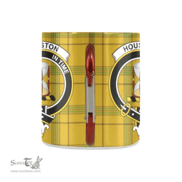 Scottish Houston Family Crest and Yellow Tartan Personalized Coffee Mugs Scotland Gifts Scottish Plaid Tartan Plaid