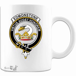 Scottish Edmonstone (of Duntreath) Clan Tartan White Mug - Crest Classic Scottish Plaid Tartan Plaid