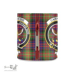 Scottish Carnegie Family Crest and Red - Yellow Tartan Personalized Coffee Mugs Scotland Gifts Scottish Plaid Tartan Plaid