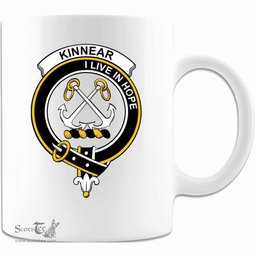 Scottish Kinnear Clan Tartan White Mug - Crest Classic Scottish Plaid Tartan Plaid