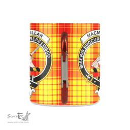 Scottish Macmillan Clan Family Crest and Red - Yellow Tartan Personalized Coffee Mugs Scotland Gifts Scottish Plaid Tartan Plaid