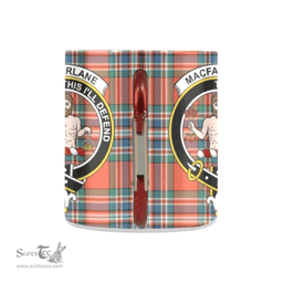 Scottish Macfarlane Family Crest and Orange - White Tartan Personalized Coffee Mugs Scotland Gifts Scottish Plaid Tartan Plaid