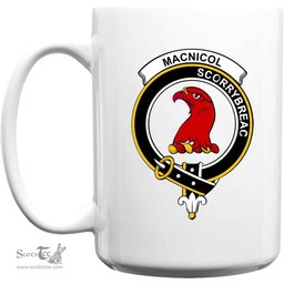 Scottish MacNicol (of Scorrybreac) Clan Tartan White Mug - Crest Classic Scottish Plaid Tartan Plaid
