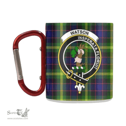 Scottish Watson Family Crest and Blue - Green Tartan Personalized Coffee Mugs Scotland Gifts Scottish Plaid Tartan Plaid
