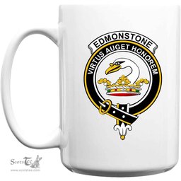 Scottish Edmonstone (of Duntreath) Clan Tartan White Mug - Crest Classic Scottish Plaid Tartan Plaid