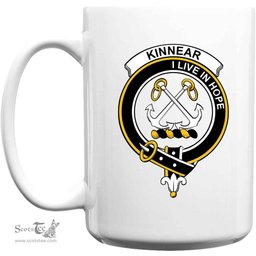 Scottish Kinnear Clan Tartan White Mug - Crest Classic Scottish Plaid Tartan Plaid