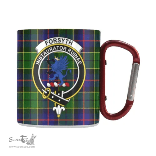 Scottish Forsyth Family Crest and Green - Blue Tartan Personalized Coffee Mugs Scotland Gifts Scottish Plaid Tartan Plaid