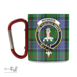 Scottish Paterson Family Crest and Blue - Green Tartan Personalized Coffee Mugs Scotland Gifts Scottish Plaid Tartan Plaid