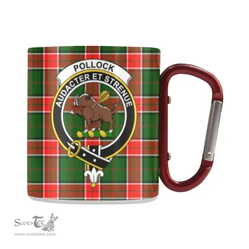 Scottish Pollock Family Crest and Red - Green Tartan Personalized Coffee Mugs Scotland Gifts Scottish Plaid Tartan Plaid
