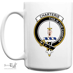 Scottish Charteris (Earl of Wemyss) Clan Tartan White Mug - Crest Classic Scottish Plaid Tartan Plaid