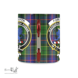 Scottish Forsyth Family Crest and Green - Blue Tartan Personalized Coffee Mugs Scotland Gifts Scottish Plaid Tartan Plaid