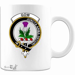 Scottish Gow (of Skeoch) Clan Tartan White Mug - Crest Classic Scottish Plaid Tartan Plaid