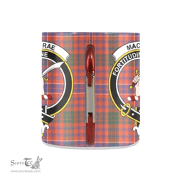 Scottish Macrae Family Crest and Pink, Green, Blue Tartan Personalized Coffee Mugs Scotland Gifts Scottish Plaid Tartan Plaid