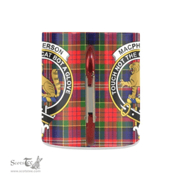 Scottish Macpherson Family Crest and Red - Blue Tartan Personalized Coffee Mugs Scotland Gifts Scottish Plaid Tartan Plaid