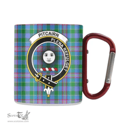 Scottish Pitcairn Hunting Family Crest and Blue - Green Tartan Personalized Coffee Mugs Scotland Gifts Scottish Plaid Tartan Plaid