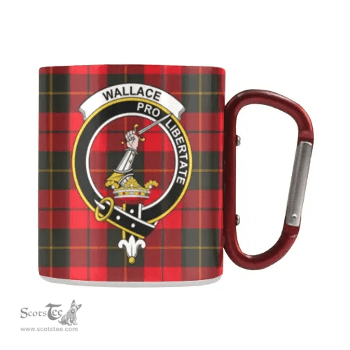 Scottish Wallace Weathered Family Crest and Red - Black Tartan Personalized Coffee Mugs Scotland Gifts Scottish Plaid Tartan Plaid