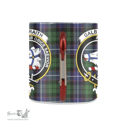 Scottish Galbraith Family Crest and Green - Blue Tartan Personalized Coffee Mugs Scotland Gifts Scottish Plaid Tartan Plaid