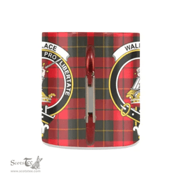 Scottish Wallace Weathered Family Crest and Red - Black Tartan Personalized Coffee Mugs Scotland Gifts Scottish Plaid Tartan Plaid