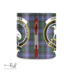 Scottish Hunter Family Crest and Violet - Green Tartan Personalized Coffee Mugs Scotland Gifts Scottish Plaid Tartan Plaid