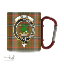 Scottish Seton Hunting Family Crest and Brown Tartan Personalized Coffee Mugs Scotland Gifts Scottish Plaid Tartan Plaid