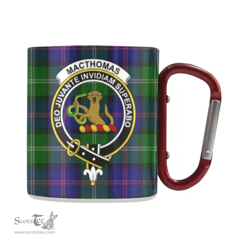 Scottish Macthomas Family Crest and Green - Blue Tartan Personalized Coffee Mugs Scotland Gifts Scottish Plaid Tartan Plaid