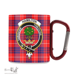 Scottish Hamilton Family Crest and Red - Blue Tartan Personalized Coffee Mugs Scotland Gifts Scottish Plaid Tartan Plaid