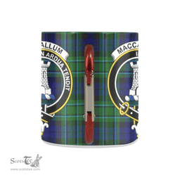 Scottish Maccallum Family Crest and Green - Blue Tartan Personalized Coffee Mugs Scotland Gifts Scottish Plaid Tartan Plaid