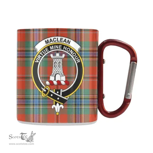 Scottish Maclean Of Duart Family Crest and Orange Tartan Personalized Coffee Mugs Scotland Gifts Scottish Plaid Tartan Plaid