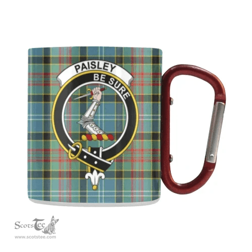 Scottish Paisley District Family Crest and Blue - Green Tartan Personalized Coffee Mugs Scotland Gifts Scottish Plaid Tartan Plaid