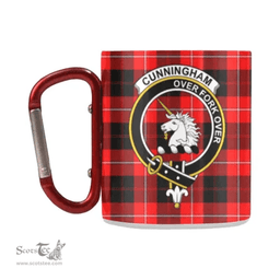 Scottish Cunningham Family Crest and Red - Black Tartan Personalized Coffee Mugs Scotland Gifts Scottish Plaid Tartan Plaid