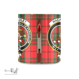 Scottish Macaulay Family Crest and Red - Green Tartan Personalized Coffee Mugs Scotland Gifts Scottish Plaid Tartan Plaid
