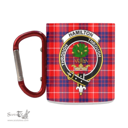 Scottish Hamilton Family Crest and Red - Blue Tartan Personalized Coffee Mugs Scotland Gifts Scottish Plaid Tartan Plaid