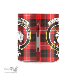 Scottish Cunningham Family Crest and Red - Black Tartan Personalized Coffee Mugs Scotland Gifts Scottish Plaid Tartan Plaid