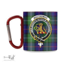 Scottish Macthomas Family Crest and Green - Blue Tartan Personalized Coffee Mugs Scotland Gifts Scottish Plaid Tartan Plaid