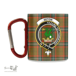 Scottish Seton Hunting Family Crest and Brown Tartan Personalized Coffee Mugs Scotland Gifts Scottish Plaid Tartan Plaid