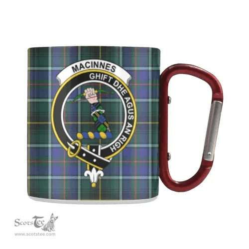 Scottish Macinnes Family Crest and Blue - Green Tartan Personalized Coffee Mugs Scotland Gifts Scottish Plaid Tartan Plaid