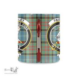 Scottish Paisley District Family Crest and Blue - Green Tartan Personalized Coffee Mugs Scotland Gifts Scottish Plaid Tartan Plaid