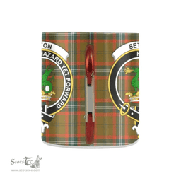 Scottish Seton Hunting Family Crest and Brown Tartan Personalized Coffee Mugs Scotland Gifts Scottish Plaid Tartan Plaid