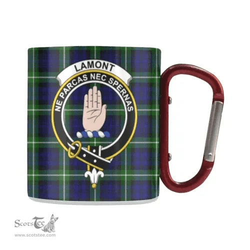 Scottish Lamont Family Crest and Green - Blue Tartan Personalized Coffee Mugs Scotland Gifts Scottish Plaid Tartan Plaid