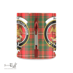 Scottish Hay Family Crest and Red - Green Tartan Personalized Coffee Mugs Scotland Gifts Scottish Plaid Tartan Plaid