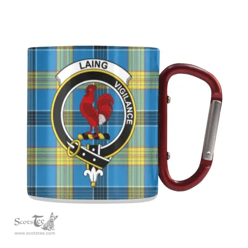Scottish Laing Family Crest and Blue Tartan Personalized Coffee Mugs Scotland Gifts Scottish Plaid Tartan Plaid