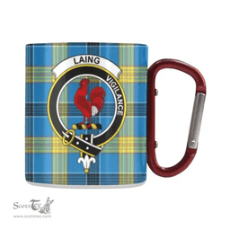 Scottish Laing Family Crest and Blue Tartan Personalized Coffee Mugs Scotland Gifts Scottish Plaid Tartan Plaid