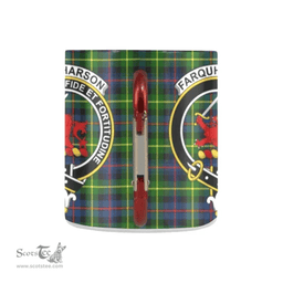 Scottish Farquharson Family Crest and Green - Blue Tartan Personalized Coffee Mugs Scotland Gifts Scottish Plaid Tartan Plaid