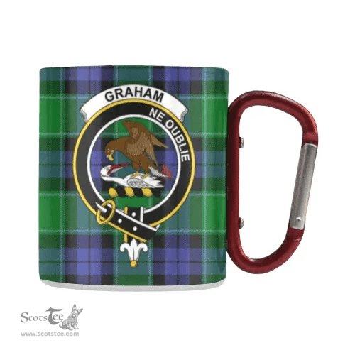 Scottish Graham Of Menteith Family Crest and Blue - Green Tartan Personalized Coffee Mugs Scotland Gifts Scottish Plaid Tartan Plaid